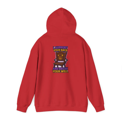 Horror Throne Hoodie — 'I’ll Watch Your Back and Break Your Will' Graphic Pullover
