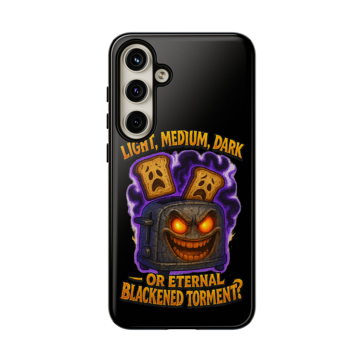 Phone Case — 'Light, Medium, Dark or Eternal Blackened Torment?' Spooky Toast & Toaster Horror Design