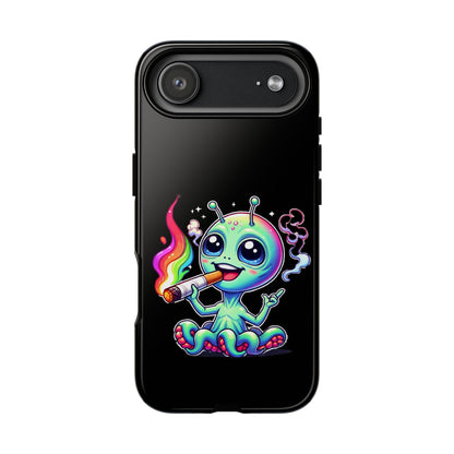 Alien Smoking Rainbow Joint Phone Case — Cute Psychedelic Cannabis iPhone Cover