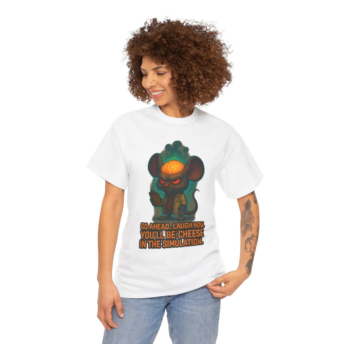 Evil Mouse Illustration Tee | "You'll Be Cheese in the Simulation"