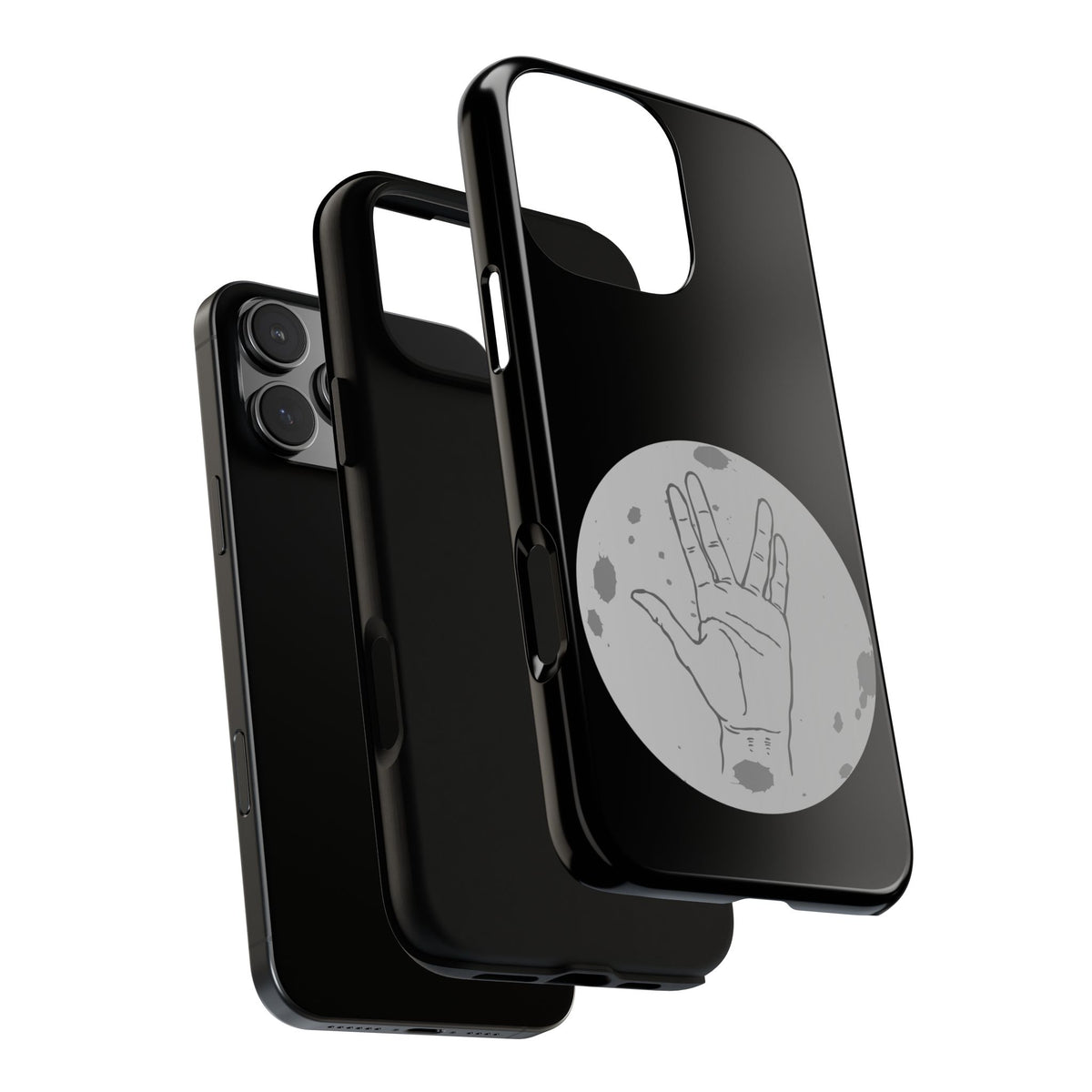 Spock Live Long Phone Case — Vulcan Salute Moon Graphic