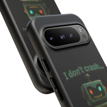 Phone Case — "I Don't Crash... I Recalibrate" Retro Robot Protective Cover