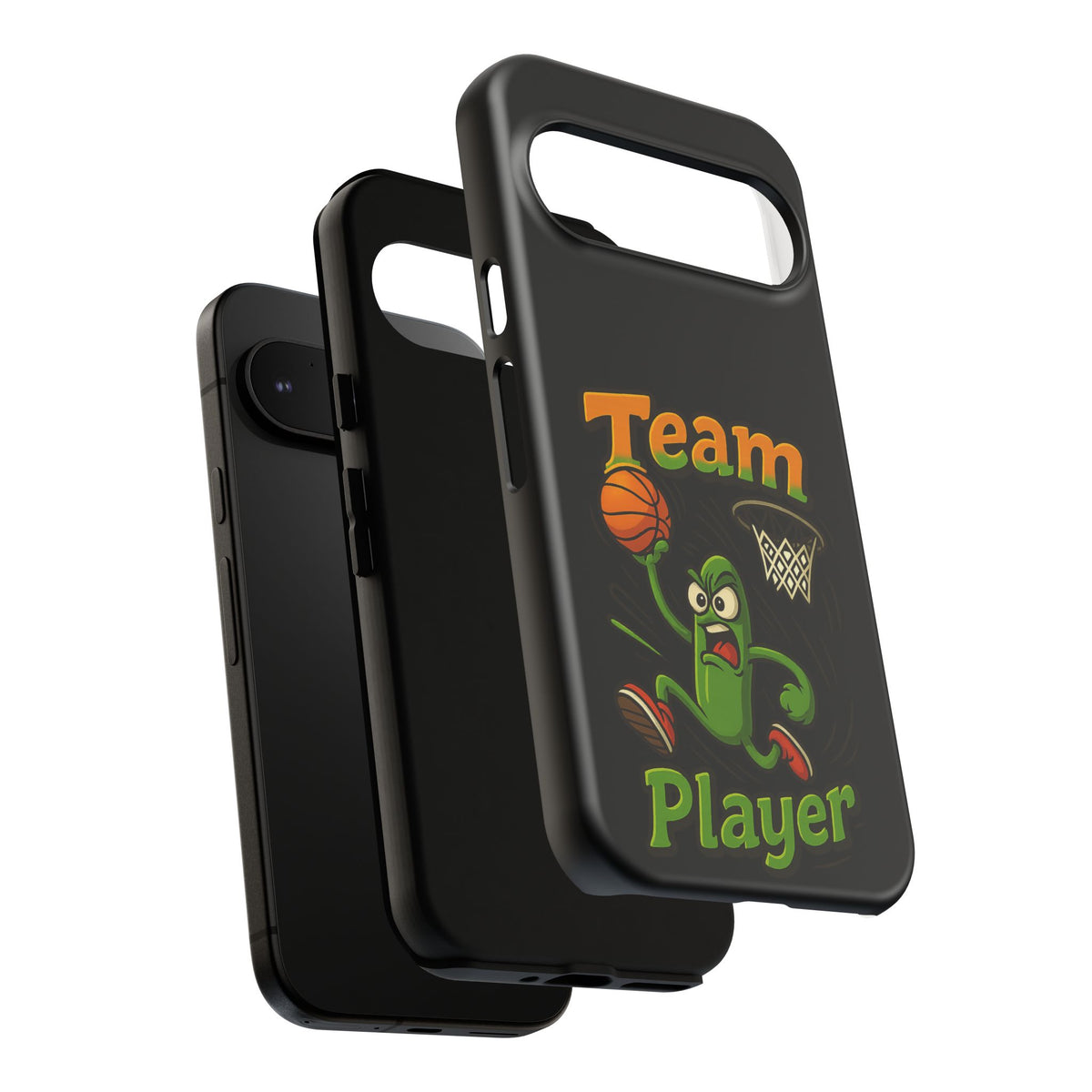 Team Player Basketball Phone Case — Cute Cartoon Pickle Dunk Phone Cover