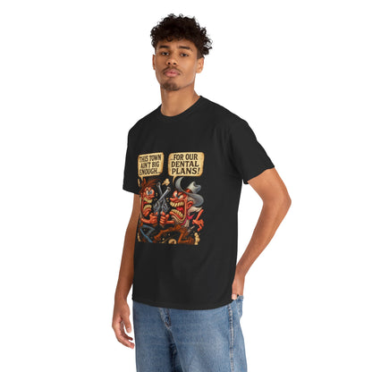This Town Ain’t Big Enough for Our Dental Plans – Wild West Cartoon T-Shirt