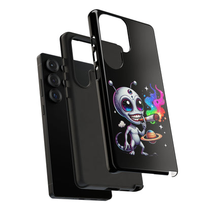 Alien Smoking Rainbow Galaxy Phone Case — Cute Cosmic Art Tough Case
