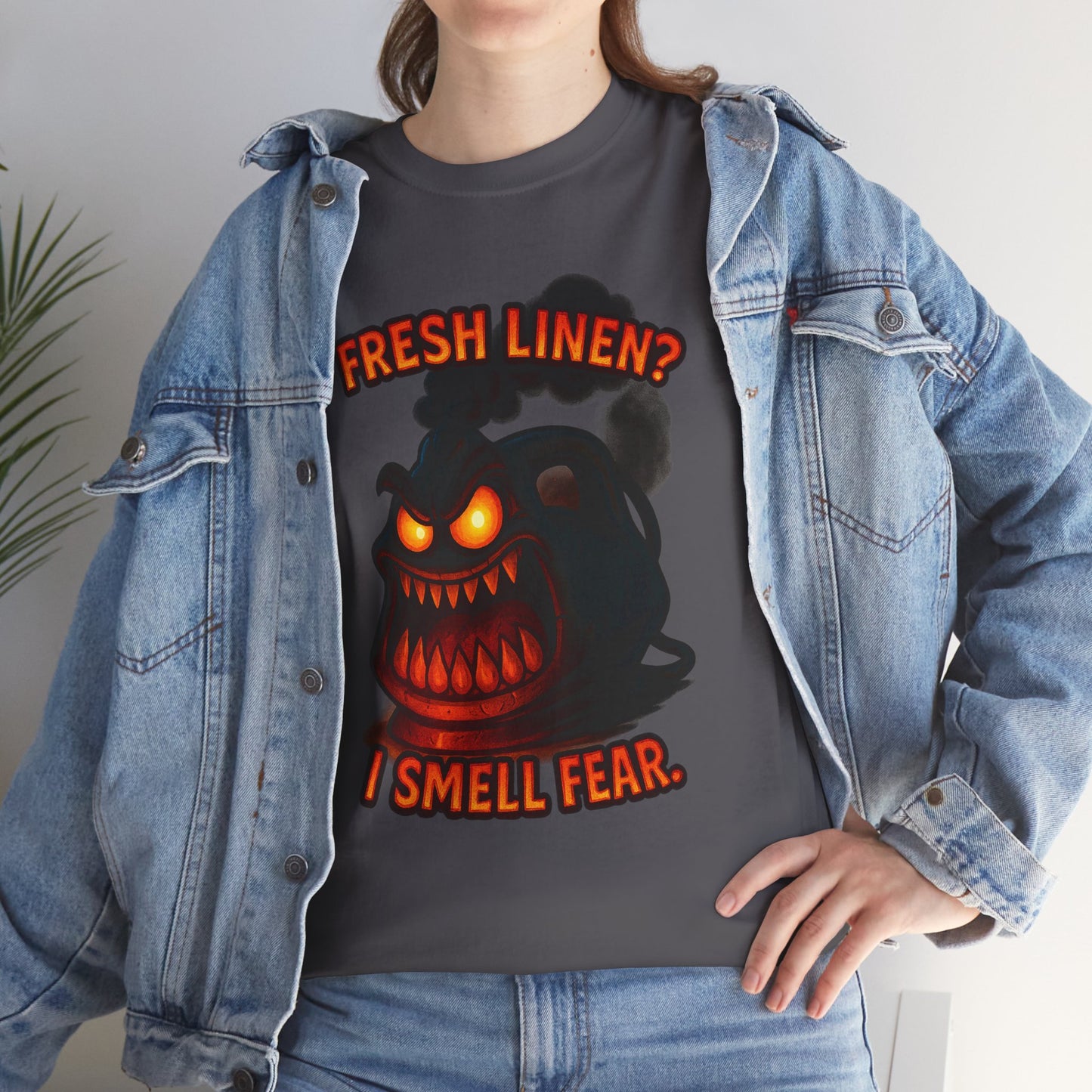 Fresh Linen? I Smell Fear Tee | Scary Laundry Monster Halloween Shirt