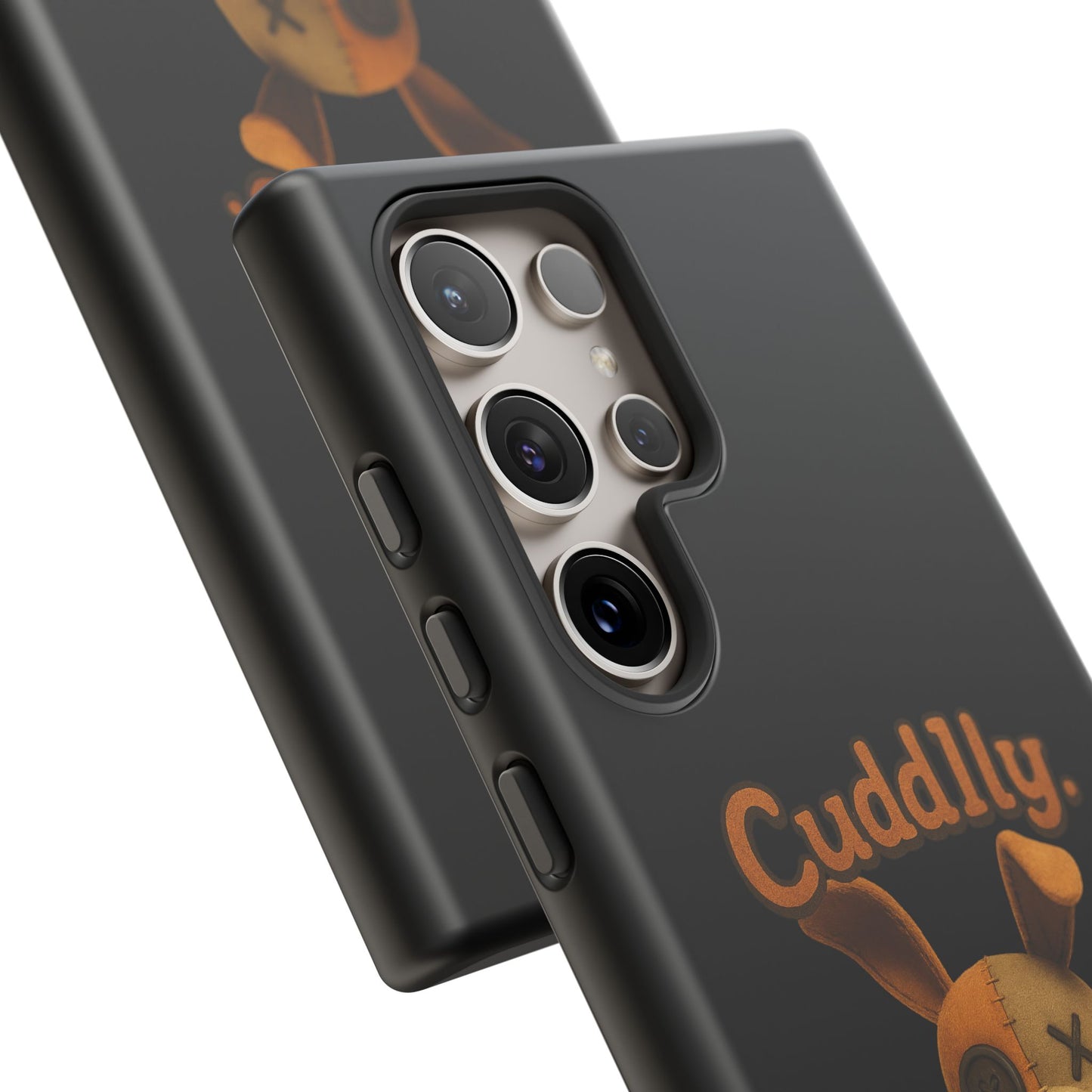 Phone Case — "Cuddly. Cracked. Kinda Dangerous." Cute Creepy Bunny Protective Case