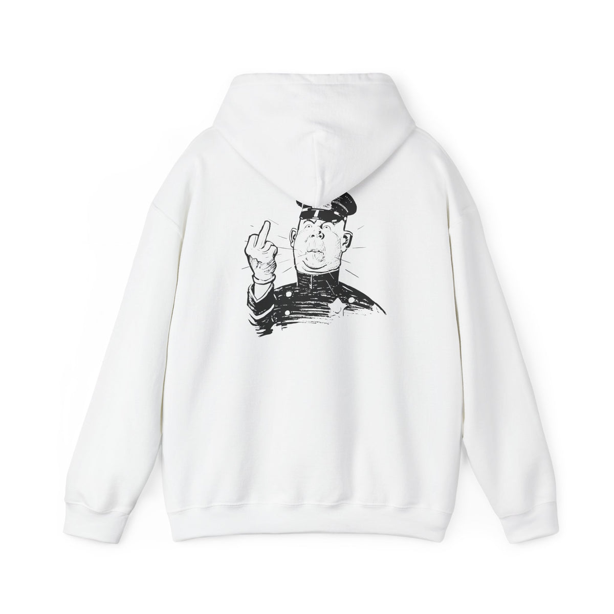 Hoodie — Sketch Cop Graphic Back Print Hooded Sweatshirt (Middle Finger Design)