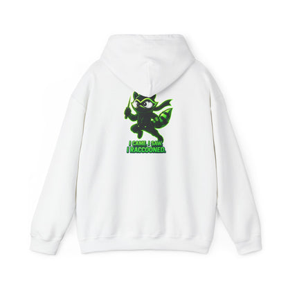 Raccoon Mascot Hoodie – "I Came, I Saw, I Raccooned" Graphic Pullover