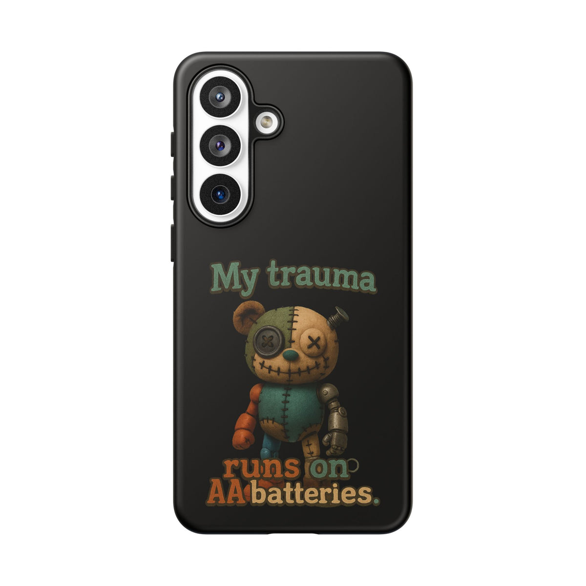 Phone Case — 'My Trauma Runs on AA Batteries' Creepy Voodoo Teddy Protective Cover