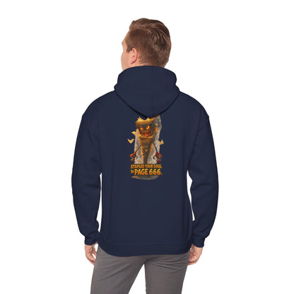 Demon "Page 666" Graphic Hoodie — Spooky Gothic Horror Pullover