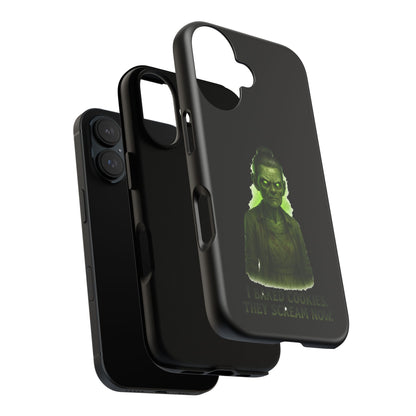 Spooky Green Ghost Phone Case — "I Baked Cookies, They Scream Now" Horror iPhone Cover