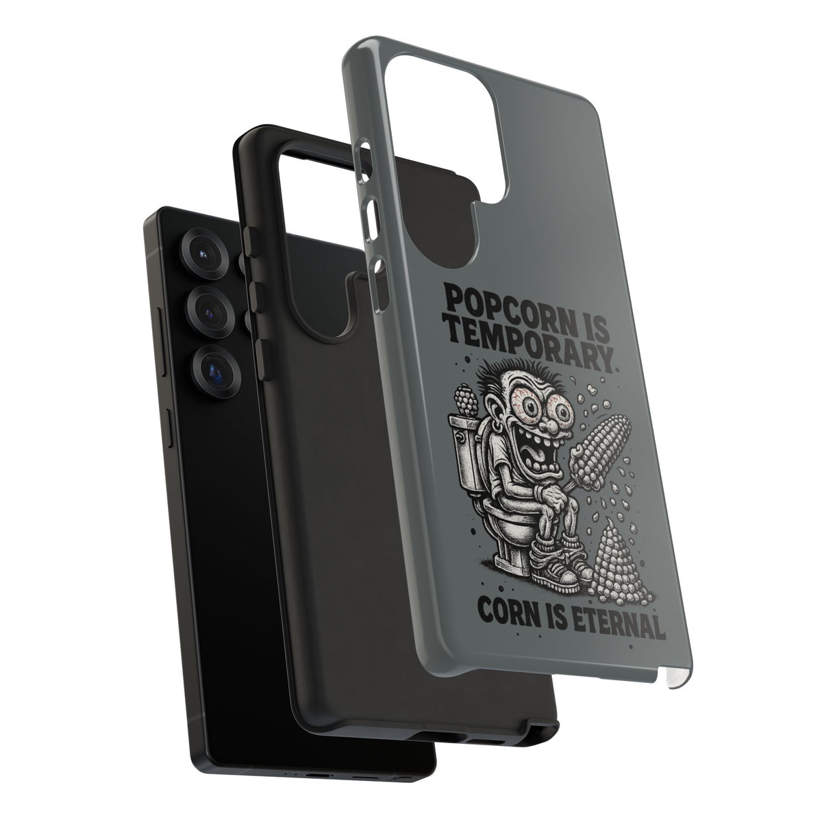 Phone Case — "Popcorn Is Temporary, Corn Is Eternal" Retro Zombie Corn Design