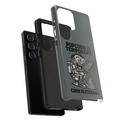 Phone Case — "Popcorn Is Temporary, Corn Is Eternal" Retro Zombie Corn Design