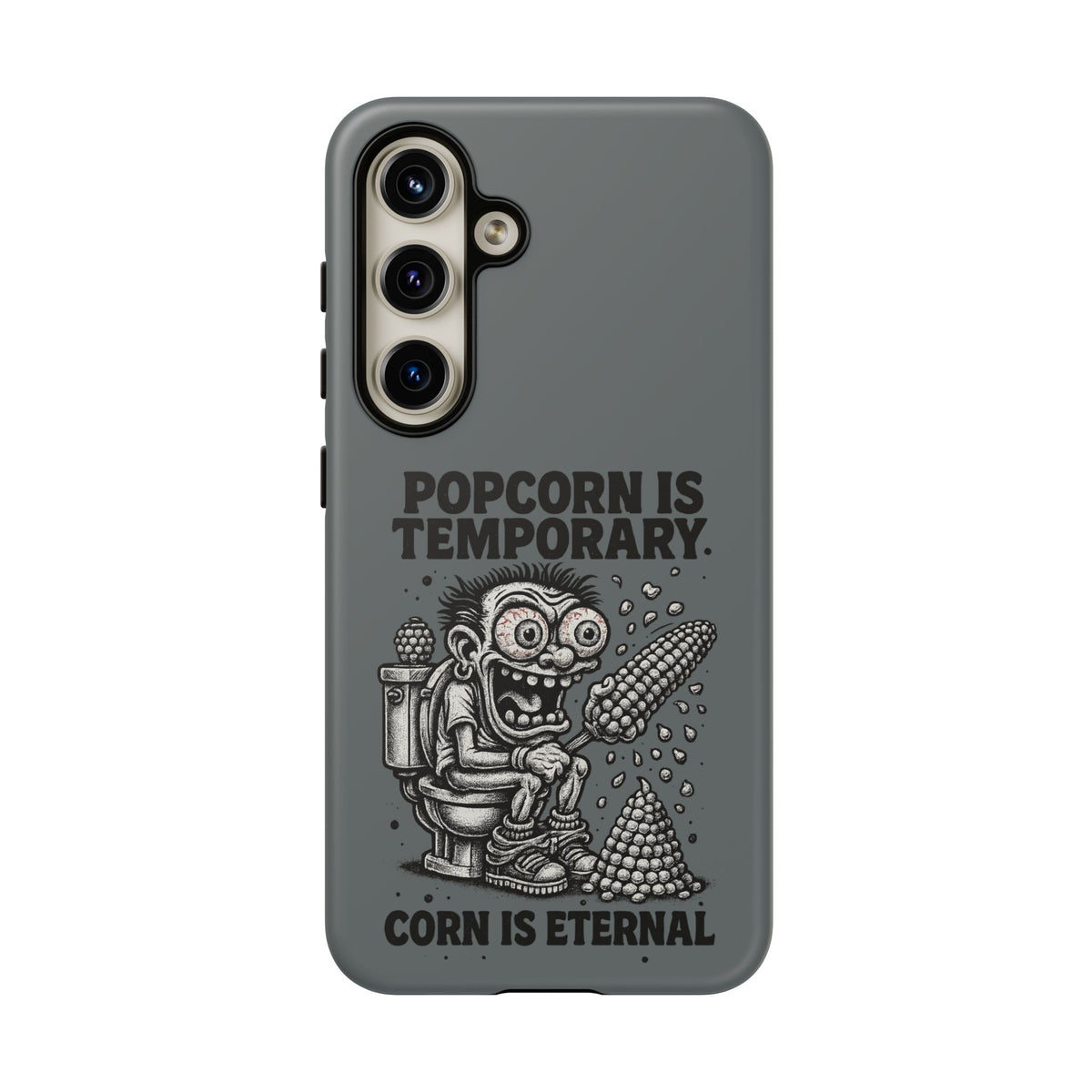 Phone Case — "Popcorn Is Temporary, Corn Is Eternal" Retro Zombie Corn Design
