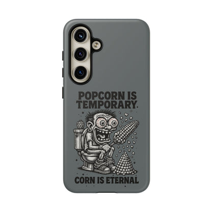 Phone Case — "Popcorn Is Temporary, Corn Is Eternal" Retro Zombie Corn Design