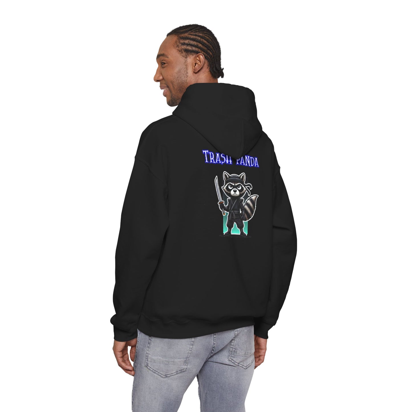 Raccoon Samurai Hoodie — "Trash Panda" Graphic Hooded Sweatshirt