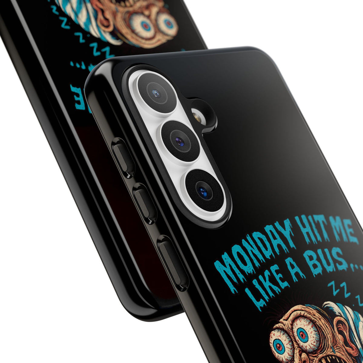 Phone Case — "Monday Hit Me Like a Bus... Then Reversed" Funny Grotesque Zombie Design