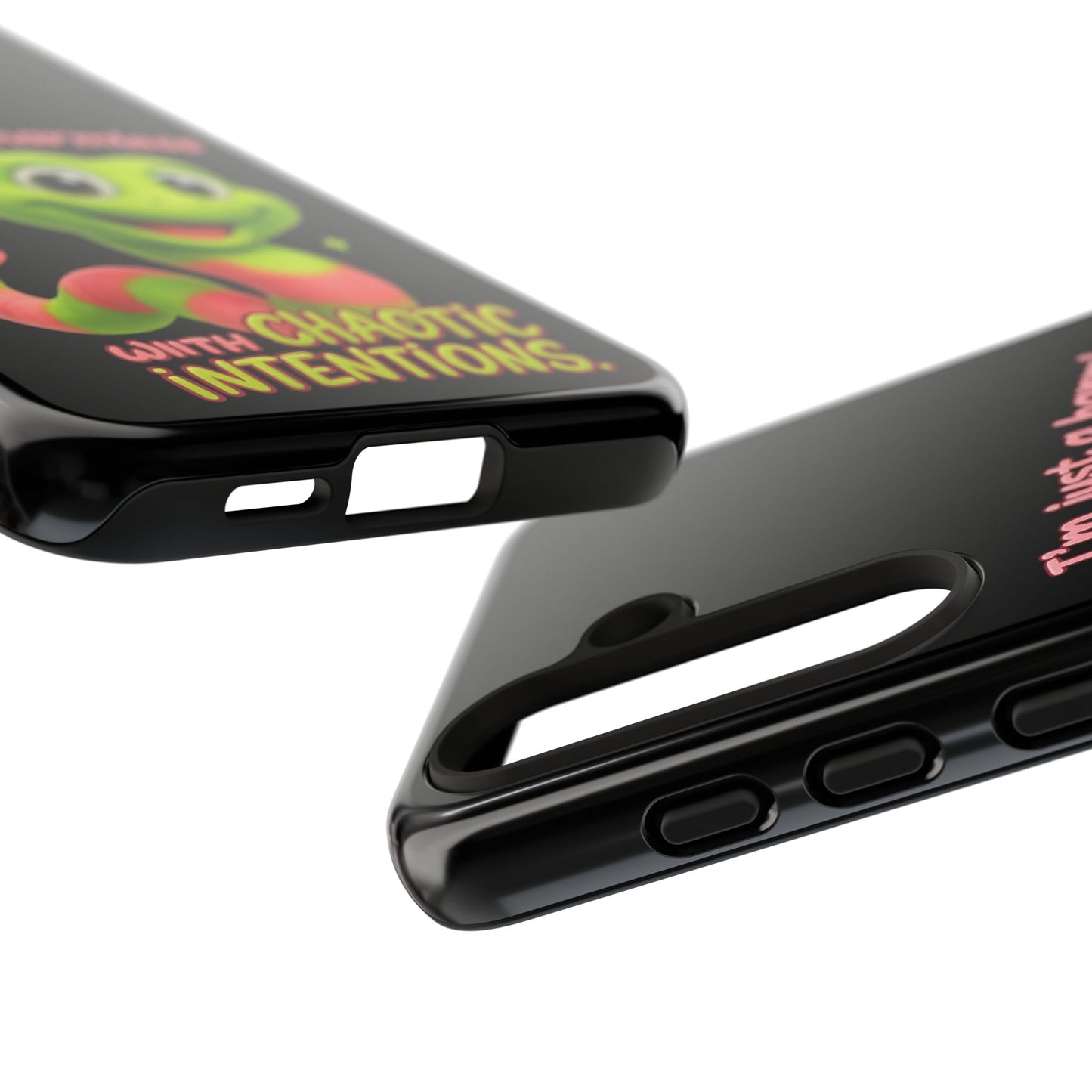 Phone Case — “I’m Just a Harmless Lil Worm… With Chaotic Intentions” Cute Cartoon Worm Design