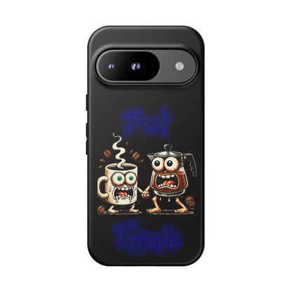 Coffee & Tea Fight Phone Case — Funny Kawaii Beverage Cartoon Tough Cases