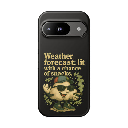 Phone Case — "Weather Forecast: Lit with a Chance of Snacks" Retro Graphic