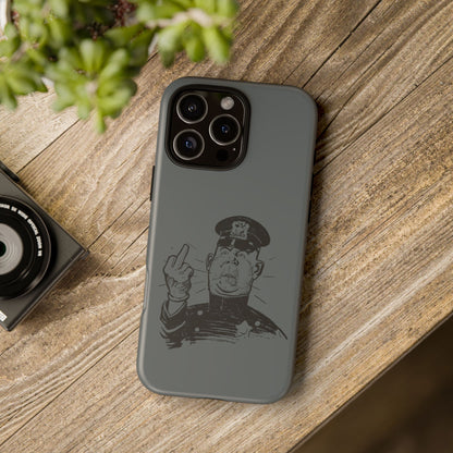 Vintage Cop Middle Finger Phone Case — Edgy Retro iPhone Protective Cover
