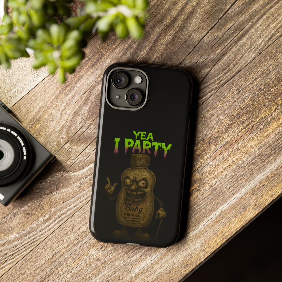 Phone Case — 'Yea I Party' Creepy Baby Bottle Graphic
