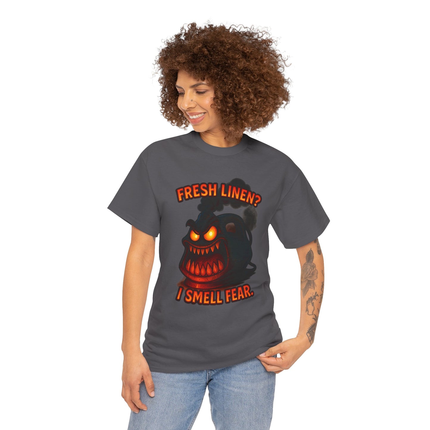 Fresh Linen? I Smell Fear Tee | Scary Laundry Monster Halloween Shirt