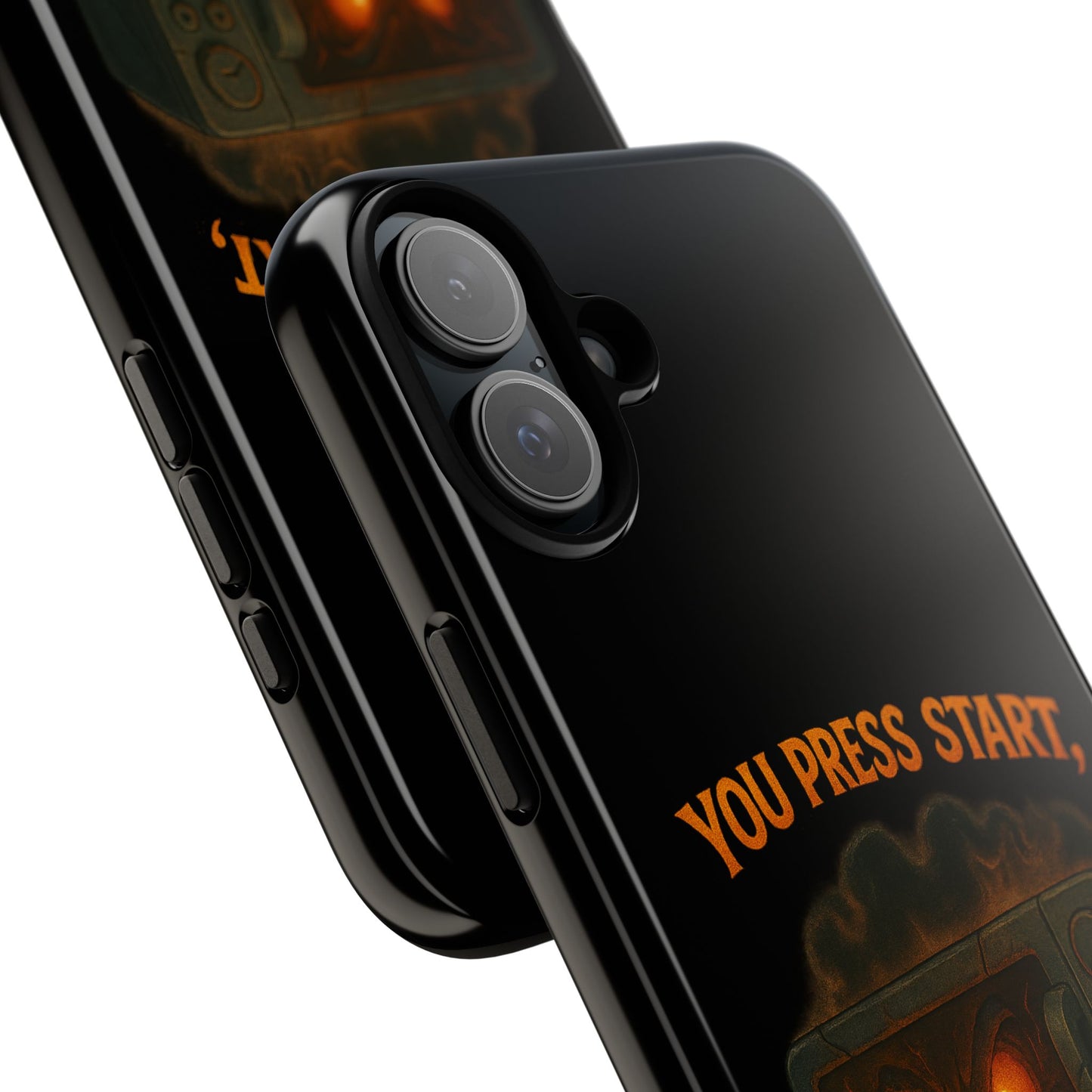 Phone Case — "You Press Start, I Press Scream" Spooky Retro Game Controller Design