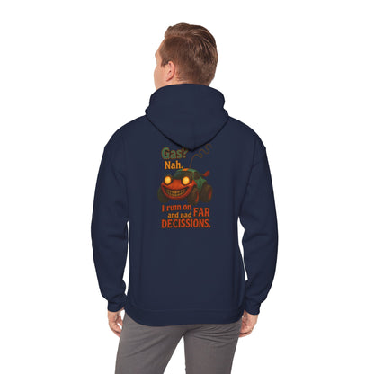 Hoodie — "Nah. I Run on Bad Decisions" Vintage Cartoon Car Graphic