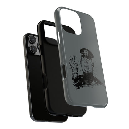 Vintage Cop Middle Finger Phone Case — Edgy Retro iPhone Protective Cover
