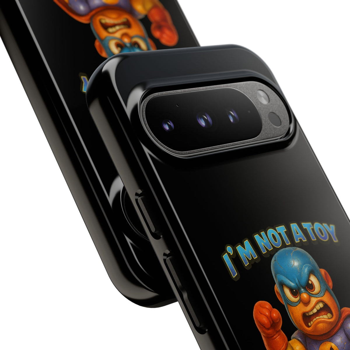 Phone Case — "I'm Not a Toy, I'm a Weaponized Tantrum" Cartoon Superhero Design