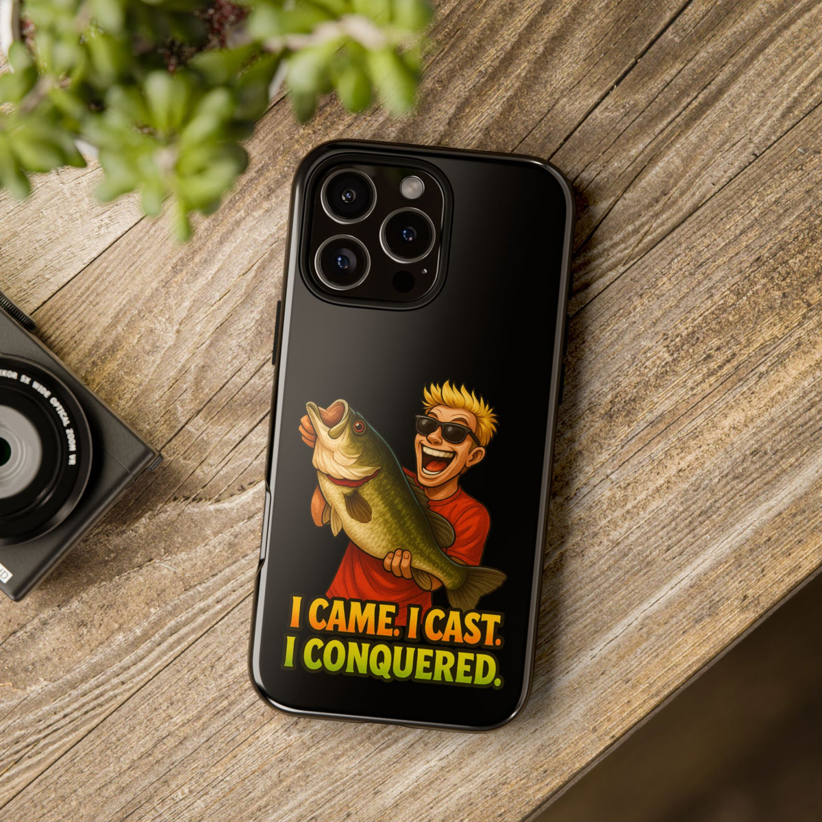 Fishing Phone Case — "I Came. I Cast. I Conquered." Graphic Bass Design