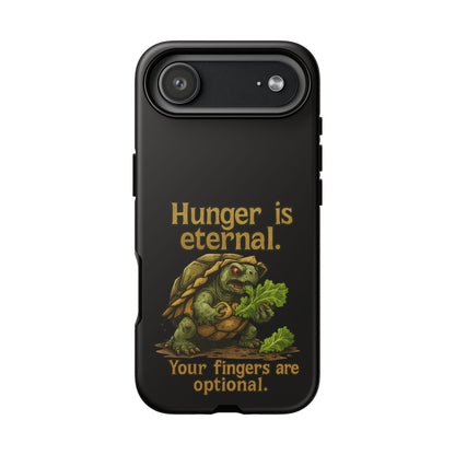 Phone Case — 'Hunger Is Eternal, Your Fingers Are Optional' Turtle Snack Graphic