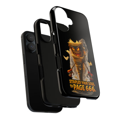 Phone Case — Halloween Mummy Creature “Stapled Your Soul to Page 666” Horror Design