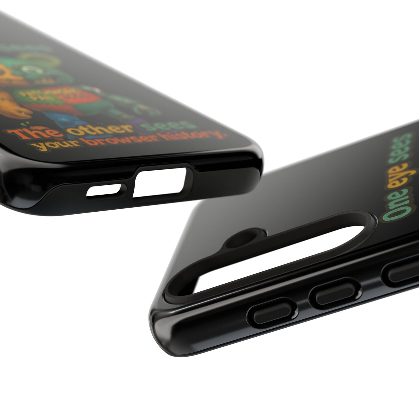 Phone Case — 'One Eye Sees, The Other Sees Your Browser History' Patchwork Bear Design