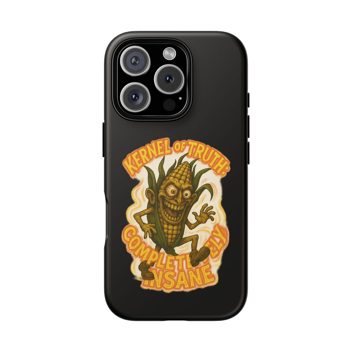 Corny Horror Phone Case - “Kernel of Truth, Completely Insane” Retro Corn Monster
