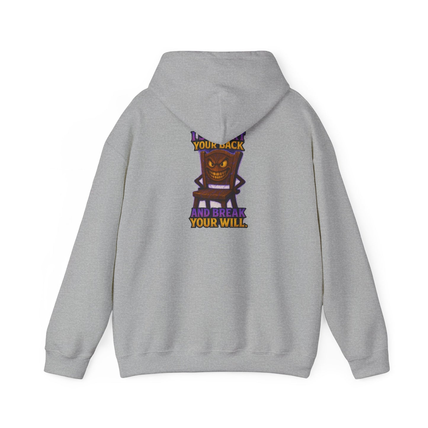 Horror Throne Hoodie — 'I’ll Watch Your Back and Break Your Will' Graphic Pullover
