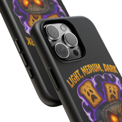 Phone Case — 'Light, Medium, Dark or Eternal Blackened Torment?' Spooky Toast & Toaster Horror Design