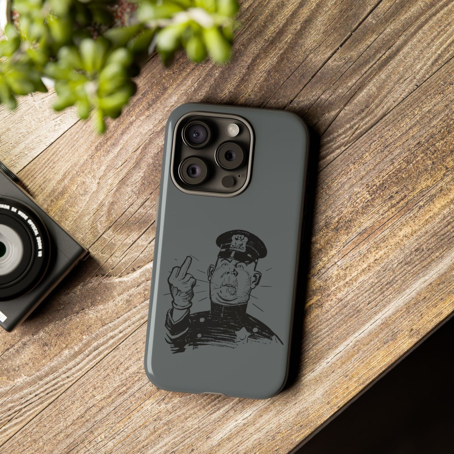 Vintage Cop Middle Finger Phone Case — Edgy Retro iPhone Protective Cover