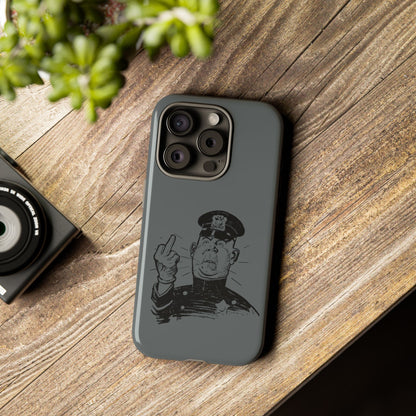 Vintage Cop Middle Finger Phone Case — Edgy Retro iPhone Protective Cover