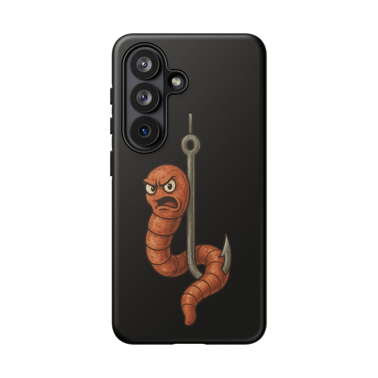 Angry Worm on Hook Phone Case – Funny Fishing Humor Protective Cover