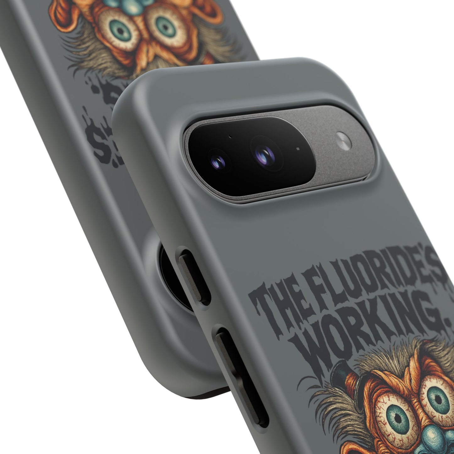 Phone Case — Retro Horror Graphic “The Fluoride’s Working” Shock Art