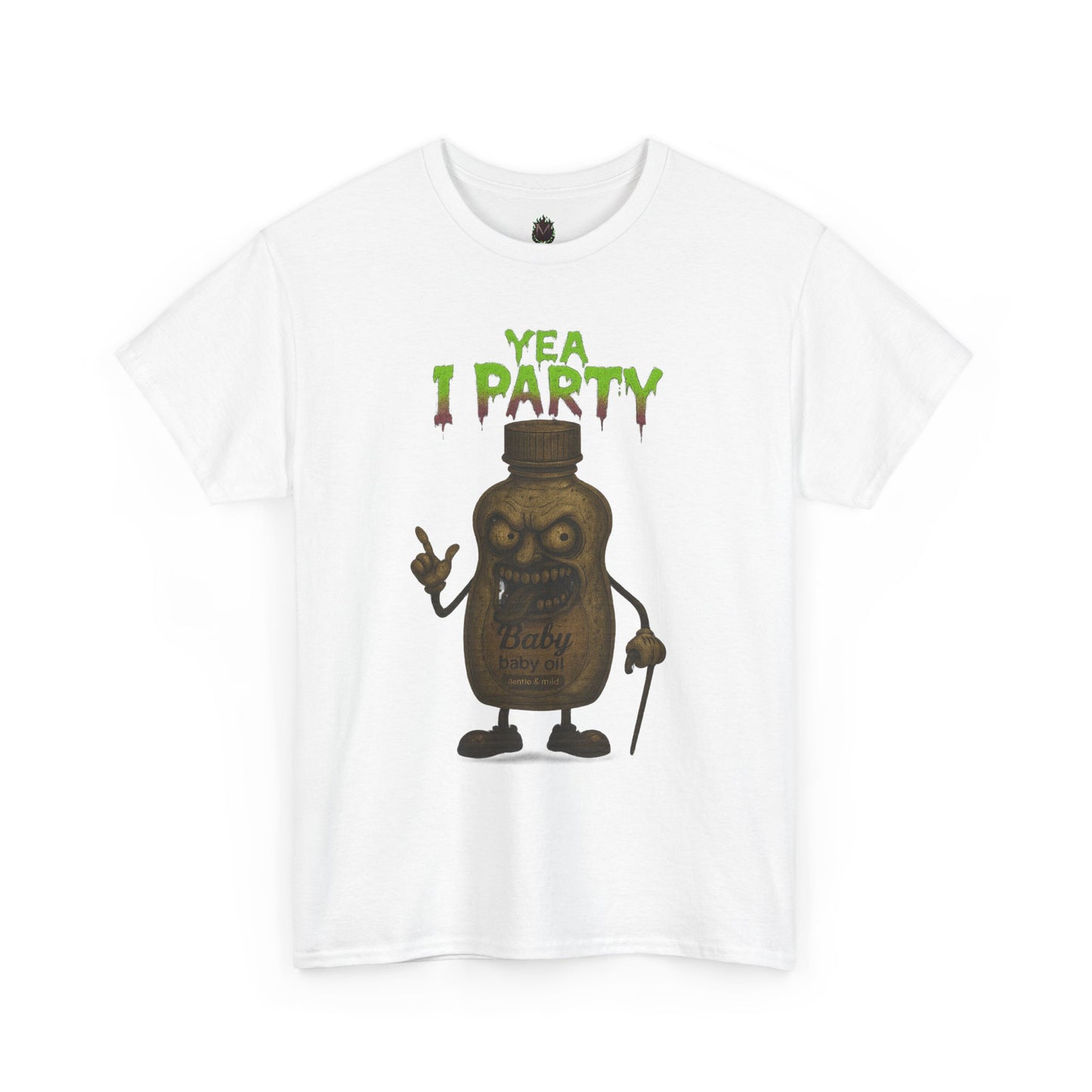 Yea I Party – Deranged Baby Oil Horror Cartoon T-Shirt