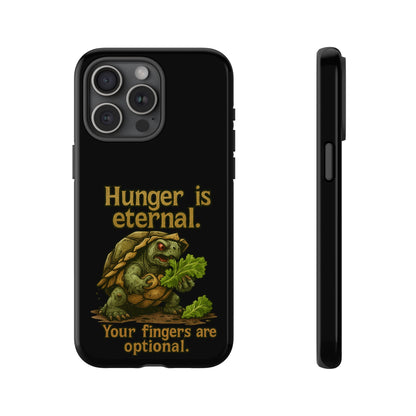 Phone Case — 'Hunger Is Eternal, Your Fingers Are Optional' Turtle Snack Graphic