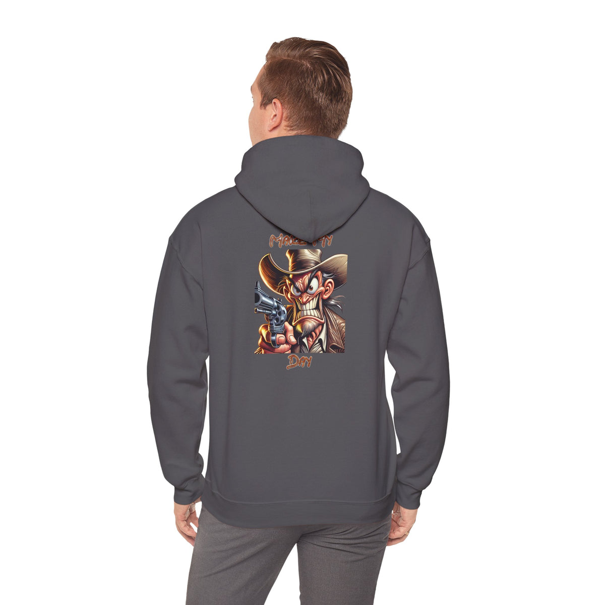 Make My Day Hoodie – Cartoon Gunslinger Attitude