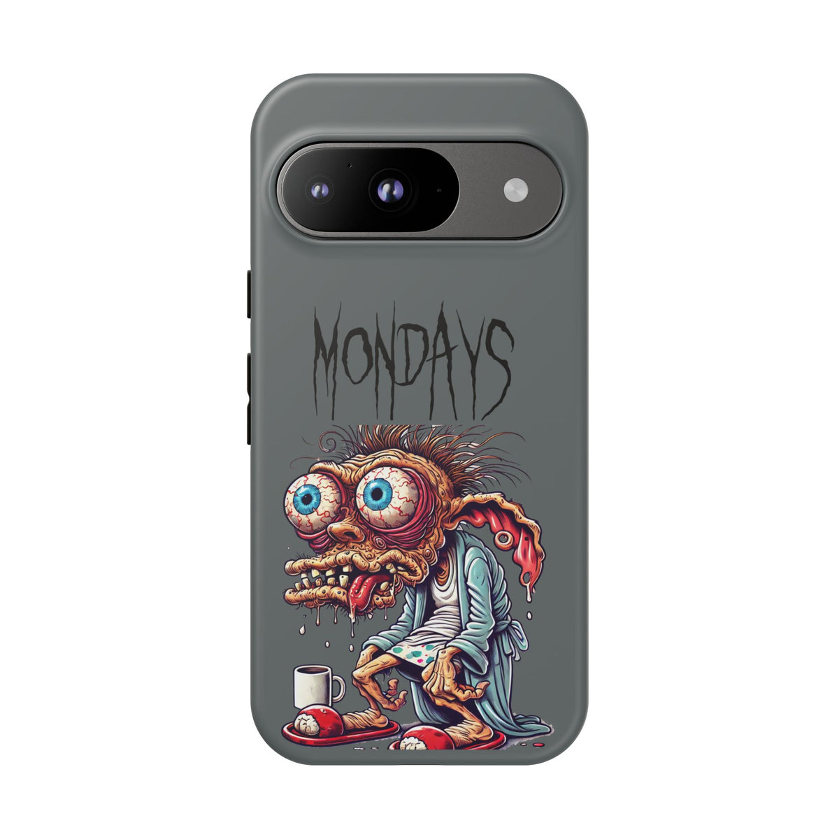 Mondays Zombie Character Phone Case – Funny Groggy Coffee Phone Cover
