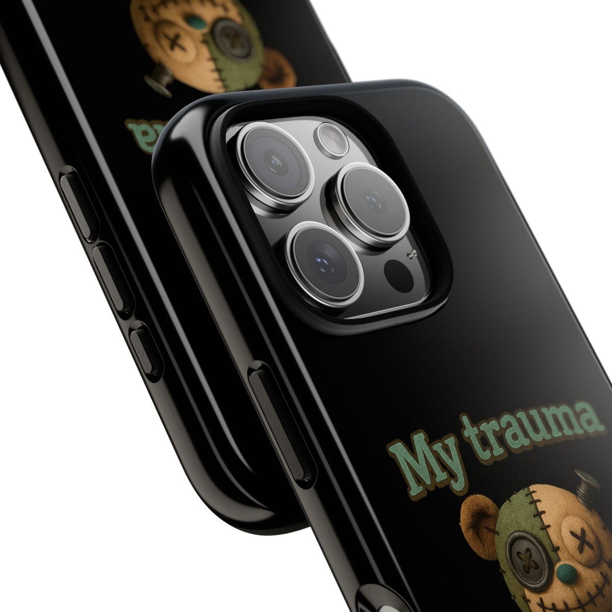 Phone Case — 'My Trauma Runs on AA Batteries' Creepy Voodoo Teddy Protective Cover