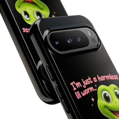 Phone Case — “I’m Just a Harmless Lil Worm… With Chaotic Intentions” Cute Cartoon Worm Design
