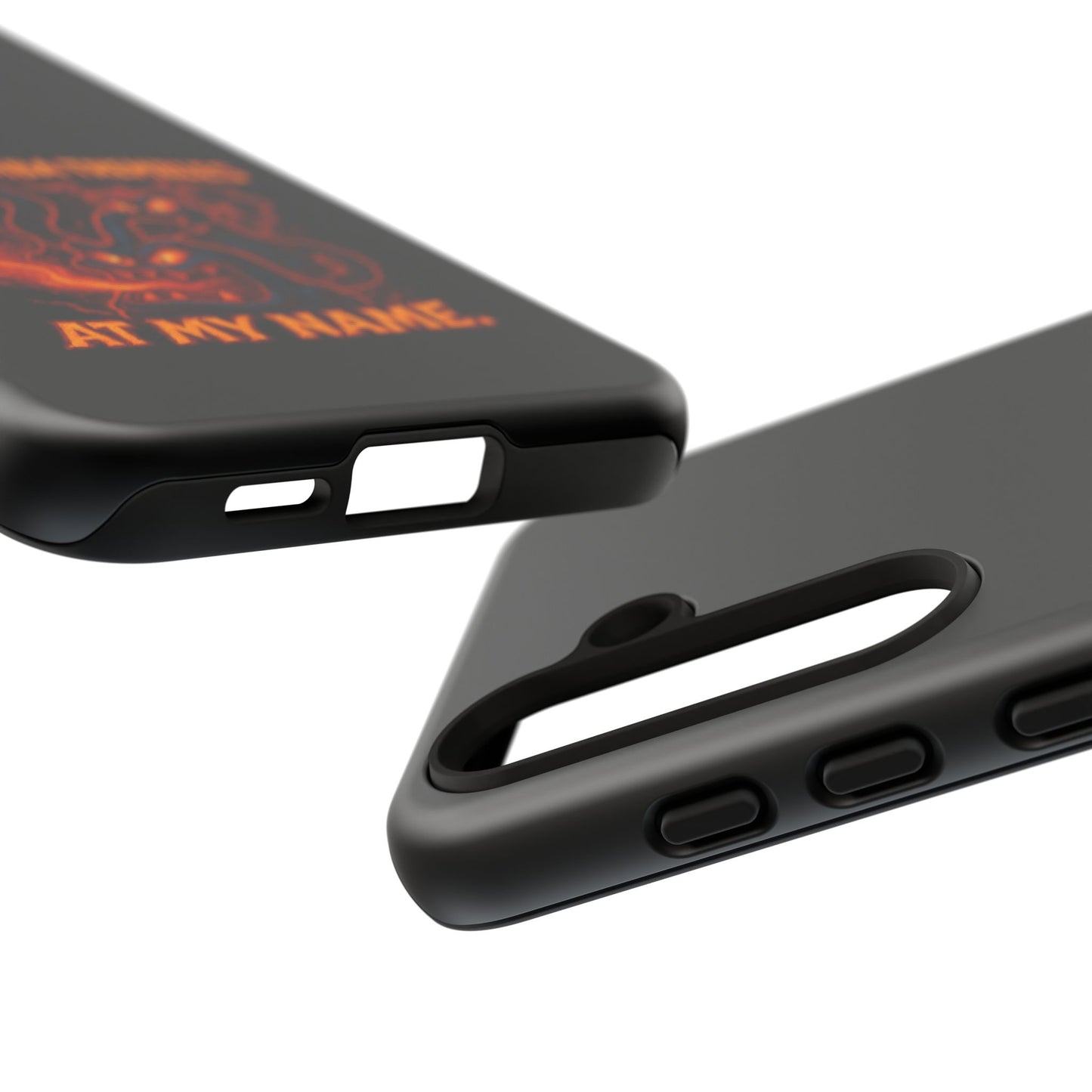 Phone Case — "Your Roomba Trembles at My Name" Fiery Cat Design